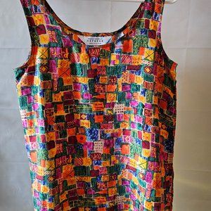 NWT Express Bright Multicolored Geometric Silk Tank Top - Size M